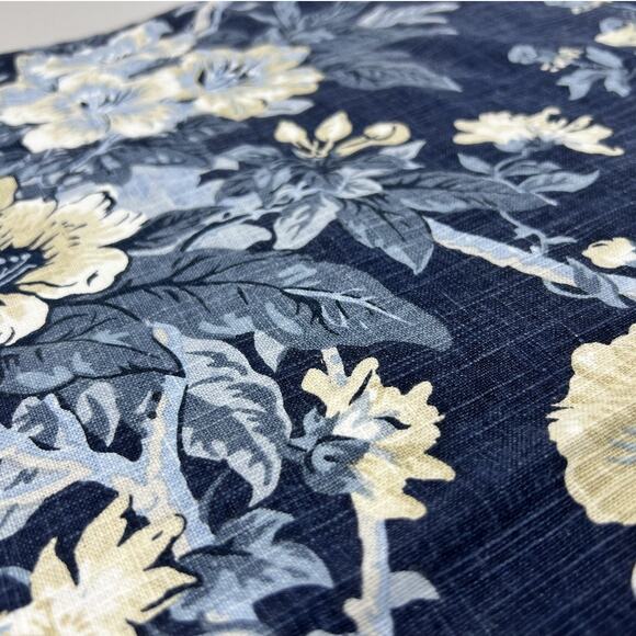 Pottery Barn Pillow Cover Garden Floral 24 x 24 Indigo Linen Blue Yellow Decor - Picture 5 of 6